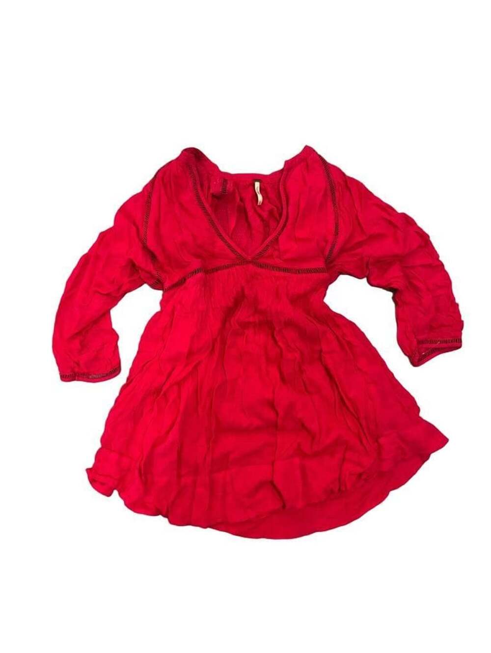 Free People Go Lightly Dress Size S Hot Pink V-Neck Swing Mini Dress